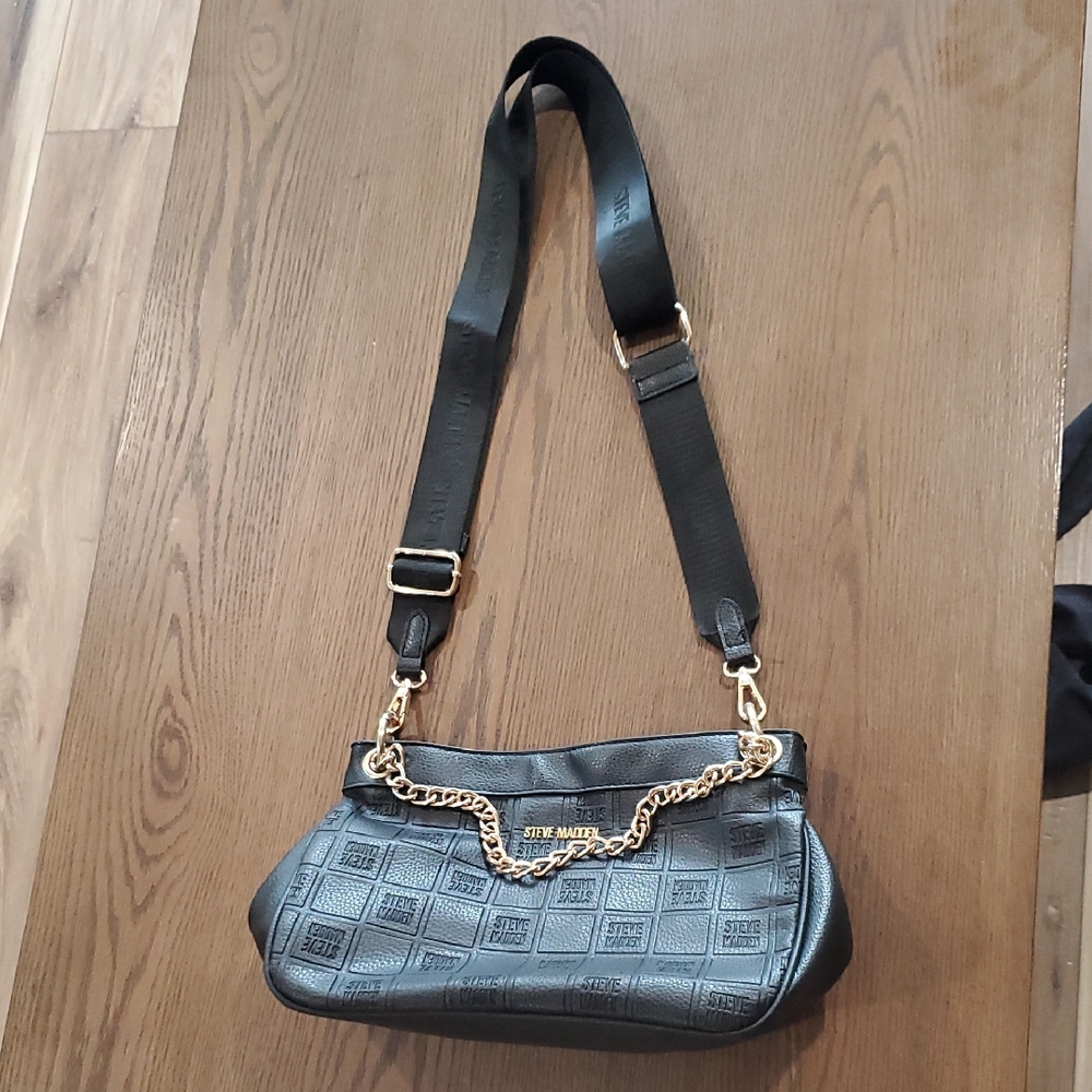 Steve Madden Black Shoulder Bag with Gold Chain